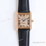 Full Diamond Rose Gold Cartier Tank SOLO Swiss Replica Watches